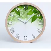 Tulup Holzuhr 20fi cm wanduhr - weiße Spitzen - grüne Blätter
