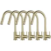 OEM Ausziehbare Küchenarmatur, Edelstahl, drehbares Design, Nickel Gold-5Stück