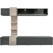 Xl Moebel Gmbh Designer Wohnzimmer Modern Set Wohnwand Wand Regale Grau TV-Ständer