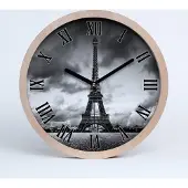 Tulup Holzuhr 20fi cm wanduhr - schwarze Spitzen - Eiffelturm Paris
