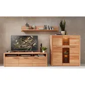 Lomadox TV-Lowboard, Wandboard, Highboard, Beleuchtung, Fronten Kernbuche massiv NEWTON-36