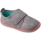 Befado Hausschuhe SOFTER 902X057 902Y057 Barfuß grau-rosa mit Elefanten und Herzen Flexi-Klettverschluss