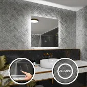 Alasta Rechteckiger LED-Spiegel 100x100 cm für Wohnzimmer, Schlafzimmer und Badezimmer