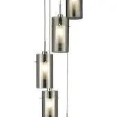 Searchlight Pendelleuchte Duo 2, Rauchglas/chrom fünfflammig