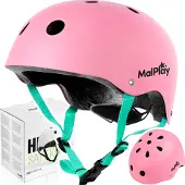Malplay Kinder Fahrradhelm Rollerblade Skates Verstellbar Rosa mit Belüftung Leichtgewicht 48-54cm