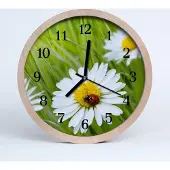 Tulup Holzuhr 30fi cm wanduhr - Gänseblümchen Blumen