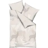 Kaeppel Bettwäsche "Hirsche", beige (natur), B/L: 155cm x 220cm, 1 Stk., 1 Stk., Feinbiber, B/L: 80cm x 80cm, 2 Stk., Feinbiber, Obermaterial: 100% Baumwolle, Bettwäsche, Bettwäsche, mit Hirschen