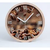 Tulup Holzuhr 25fi cm wanduhr - weiße Spitzen - Kaffeebohnen