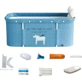 Markenlos Faltbad für Erwachsene - Mobiles Sitzbad - 120 cm - Blau