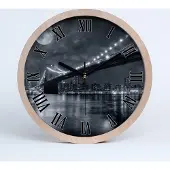 Tulup Holzuhr 30fi cm wanduhr - schwarze Spitzen - Brooklyn Brücke