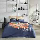 TODAY Bettwäsche-Set 2 Personen 240x220 cm, 100% Baumwolle, Paris Druck, Java, Blau
