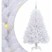 Syfax Künstlicher klappbarer Weihnachtsbaum Weiß 150 cm PVC und Stahl