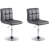 CLP 2er Set Lounger Palma V2 Mit Kunstlederbezug I 2 x Höhenverstellbarer Polsterstuhl Mit Rückenlehne, Farbe: schwarz