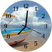 Tulup Glasuhr Wanduhr Küchenuhr Echt-Glas 30fi cm Kahn blau