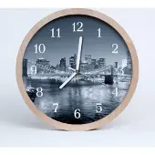 Tulup Holzuhr 30fi cm wanduhr - City-Nacht-Stadt