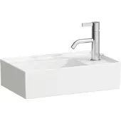 Laufen Kartell Handwaschbecken, Armaturenbank rechts, unterbaufähig, ohne Hahnloch, ohne Überlauf, 460x280mm, H815334A001121, Farbe: Weiß mit LCC Active