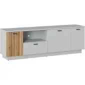 Lomadox Lowboard 180cm breit, grau mit Eiche, Rillenoptik, ASHBURTON-129