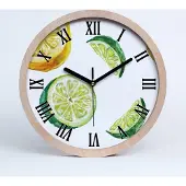 Tulup Holzuhr 20fi cm wanduhr - schwarze Spitzen - Zitrone und Limette
