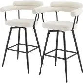 ML-Design BARHOCKER 2er Set drehbar Beige mit Teddy-Stoff 76 cm hoch