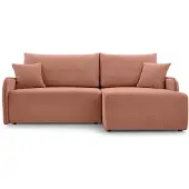 Bettso Bequemes rotes Ecksofa LORENZA mit Bettzeugcontainer Rechts