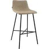 CLP Moderner Barhocker Altona, matt-schwarzes Metall-Vierfußgestell, gepolsterte Sitzschale mit Rückenlehne, Sitzhöhe 75 cm