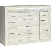 Lomadox Sideboard modern in Esche weiß mit LED Beleuchtung INGENIO-161
