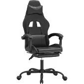 vidaXL Gaming-Stuhl mit Fußstütze Drehbar Schwarz Kunstleder