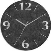ARTland Glas Wanduhr Quarzuhr - silberne Zeiger Granitoptik Größe: 30x30 cm