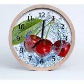 Tulup Holzuhr 30fi cm wanduhr - Obst Kirschen