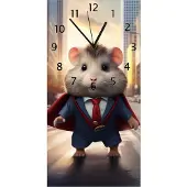 Wallario Design Wanduhr Super-Hamster aus Echtglas, Größe 30 x 60 cm