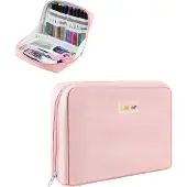 König Design Rosa Federmäppchen 230x170x75mm, Stifte Organizer mit Fächern und Schlaufen