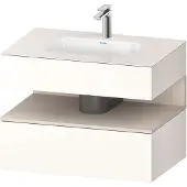 Duravit Collection One Einbauwaschtisch mit Konsolenwaschtischunterbau, 800x550x600mm, Nische Taupe Supermatt, QA4785083220010, Farbe: Weiß Hochglanz/mit Nischenbeleuchtung