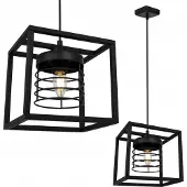 Light11 HOME Rasti Cage Hängelampe - Deckenlampe für Wohnzimmer Schlafzimmer und Esszimmer- Pendelleuchte aus Metall und Glas - E27 - Schwarz - 1-Flammig