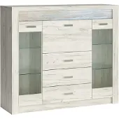 Lomadox Sideboard modern in Esche weiß INGENIO-161
