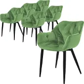 ML-Design 6er Set Esszimmerstuhl mit Rückenlehne, Salbei, aus Samt