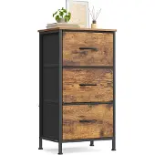 Songmics Kommode, Schrank, 3 Stoffschubladen, für Schlafzimmer, Flur, Wohnzimmer