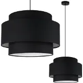 Light11 HOME Vienna Schwarze Hängelampe 1 Flach 40Cm Weisser Rand E27