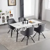 Woltu Esszimmerstühle drehbar 4er Set, Samt Sessel Wohnzimmer, Metallbeine, dunkelgrau