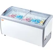 Vevor Gewerblicher Eistruhen-Vitrine, 460 L Truhe, Mobiler Glasdeckel-Tiefkühler, Restaurant-Gelato-Dip-Schrank mit 5 Drahtkörben, 2 Schiebetüren aus Glas, abschließbaren Rollen, Weiß, 16.3 cu.ft