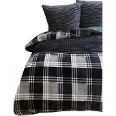 Cofi1453® Plüschbettwäsche mit Karomuster – Wendebettwäsche mit verdecktem Reißverschluss 135x200 cm