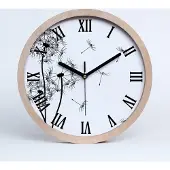 Tulup Holzuhr 30fi cm wanduhr - schwarze Spitzen - Löwenzahn
