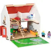 Goki Tragbares Puppenhaus Eco House, mit Zubehör