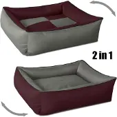 BedDog 2in1 Hundebett,(XXL) ca. 120x85x23cm,CHERRY-ROCK (bordeaux/grau)