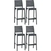 CLP Barhocker aus glasfaserverstärktem Polypropylen, wetterfest, stapelbar, 105 cm hoch, 4er Set