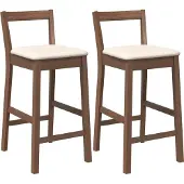 Syfax Barhocker mit Kissen 2 Stk. Braun Massivholz Gummibaum