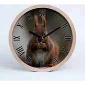 Tulup Holzuhr 20fi cm wanduhr - schwarze Spitzen - Eichhörnchen