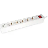 Equip 6fach Verteiler mit Schalter und 2fach USB-Lader, Mehrfachsteckdose Schuko, 1,8 m, Drinnen, Typ F, Type F (CEE 7/4), 1,5 mm², Kunststoff