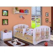 BDW , Kinderbett mit Matratze, Lattenrost, Schublade, LABU, Craft-Eiche, 140x70
