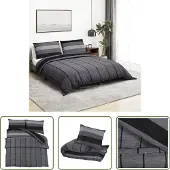 The Living Store Bettwäsche-Set Dunkelgrau 155x220 cm Baumwolle