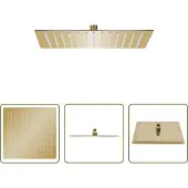 The Living Store Regenbrause Edelstahl 25x25 cm Quadrat Golden